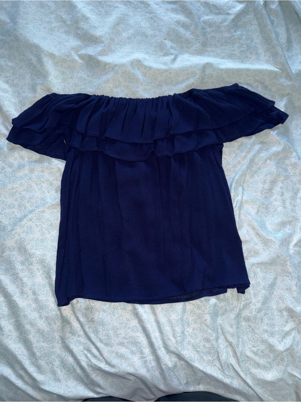 Women's Off-Shoulder Ruffle Top in Navy